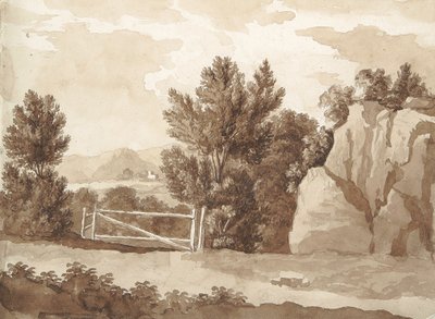 Verso: Krajinná scéna od William Brockedon