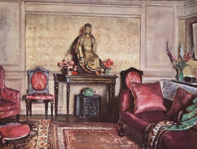 Výzdoba interiéru: Zařizovací předloha s úspěšným použitím růžové barvy (barevná litografie) od William Bruce Ellis Ranken