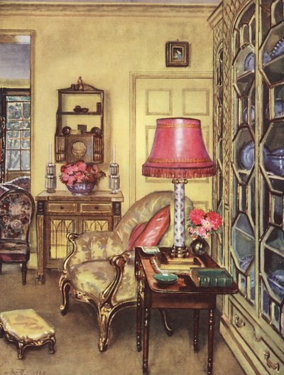 Výzdoba interiéru: Malý žlutý salon (barevná litografie) od William Bruce Ellis Ranken