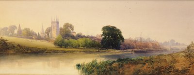 Letní večer na Avonu v Eveshamu, kolem 1870-80 (tužka a akvarel) od William Callow