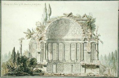 Návrh zničeného mauzolea pro prince z Walesu (1738-1820) 1752 (pero, inkoust a akvarel na papíře) od William Chambers