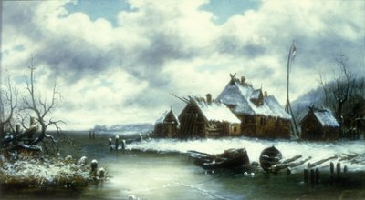 Zimní sněhová scéna (olej na plátně) od William Charles Anthony Frerichs