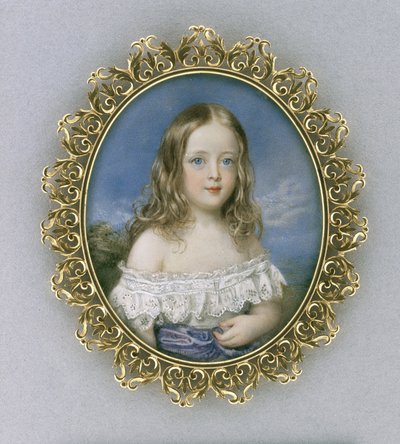 Caroline Holland, kolem roku 1840 (akvarel na slonovině, zlacení, sametu, hedvábí a skle) od William Charles Ross