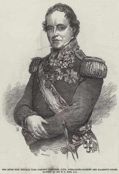 Správný ctihodný generál lord vikomt Hardinge, GCB, vrchní velitel sil Jejího Veličenstva od William Charles Ross