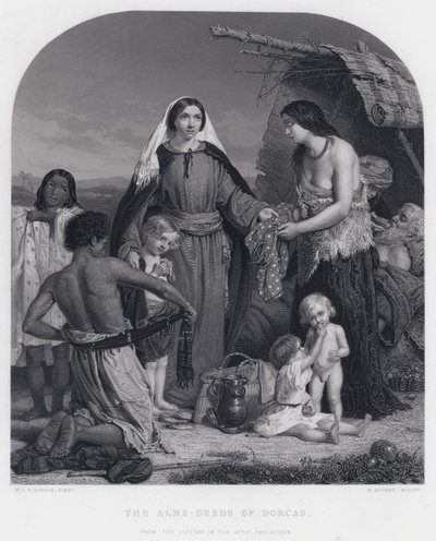Almužny Dorkiny (rytina) od William Charles Thomas (after) Dobson