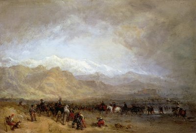 Francouzská vojska brodící Magru (olej na žíněné desce) od William Clarkson Stanfield