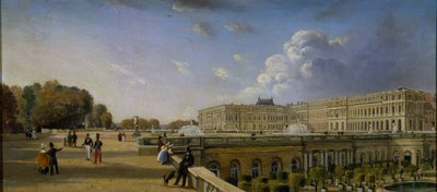 Palác a terasa ve Versailles, kolem 1825-35 (olej na panelu) od William Cowen