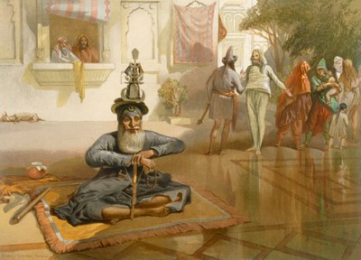 Akali ve Svatém tanku, Amritsar, z „Indie starověké a moderní“, 1867 od William Crimea Simpson