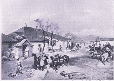 Sídlo lorda Raglanse ay Khutor-Karagatch, ilustrace z britských bitev na zemi a na moři, 1915 od William Crimea Simpson