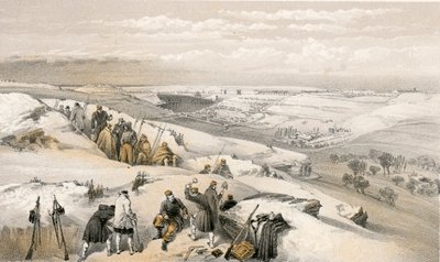 Sebastopol z 26 dělostřelecké baterie na krajní pravici francouzského útoku od William Crimea Simpson