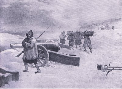 Strážce Zouaves před Sevastopolem, ilustrace z britských bitev na souši a na moři, 1915 od William Crimea Simpson