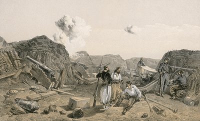 Skica v interiéru Mamelon Vert při pohledu na jih od William Crimea Simpson