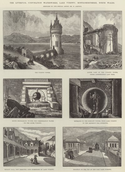 Liverpool Corporation Waterworks, Lake Vyrnwy, Montgomeryshire, Severní Wales od William Crimea Simpson