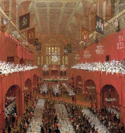 Banket v Guildhall, City of London, 1814. od William Daniell