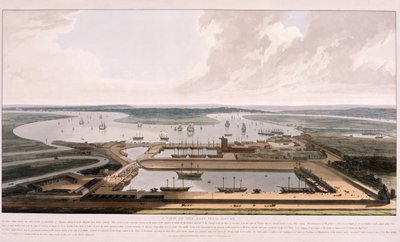 East India Docks, Poplar, Londýn, 1808 od William Daniell