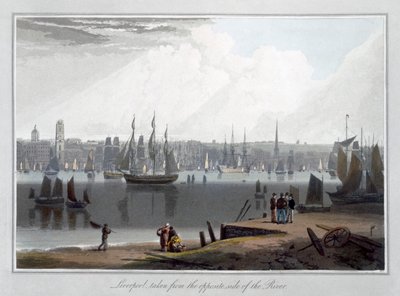 „Liverpool, natočený z opačné strany řeky“, 1815 od William Daniell