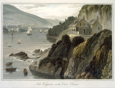Near Kingswear, on the Dart, Devon, ze svazku VIII „Cesta kolem Velké Británie uskutečněná mezi lety 1814 a 1825“, publikovaná v roce 1825 (akvatinta) od William Daniell