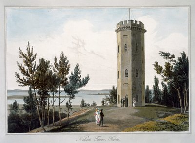 „Nelsonova věž, Forres“, Moray, Skotsko, 1821 od William Daniell