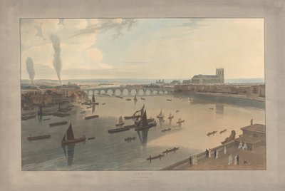 Tabule VI: Londýn, Westminsterský most a opatství od William Daniell