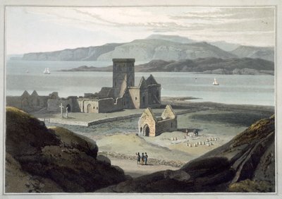 Katedrála v Ioně, z „Cesta kolem Velké Británie uskutečněná mezi lety 1814 a 1825“, publikovaná v roce 1817 (akvatinta) od William Daniell