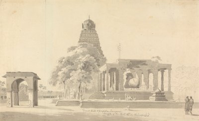 Velký býk a pagoda v Tanjore od William Daniell