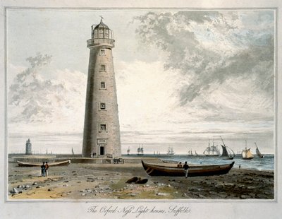 „Majáky Orford Ness, Suffolk“, 1822 od William Daniell