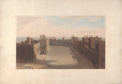Čtyřúhelník, hrad Windsor - pohled z kulaté věže, hrad Windsor od William Daniell