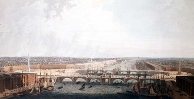 Pohled na Londýn s vylepšením jeho přístavu a dvojitým mostem London Bridge. Předložil užšímu výboru Dolní sněmovny William Daniel (akvatinta) od William Daniell
