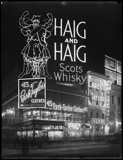 Světelný nápis pro Haig a Haig Whisky, New York City, 6. ledna 1917 od William Davis Hassler