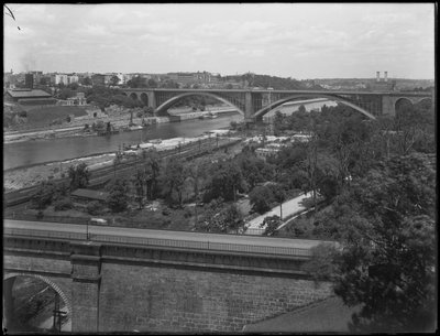 Washington Bridge, High Bridge a Washington Heights při pohledu z Bronxu, 19. července 1914 od William Davis Hassler