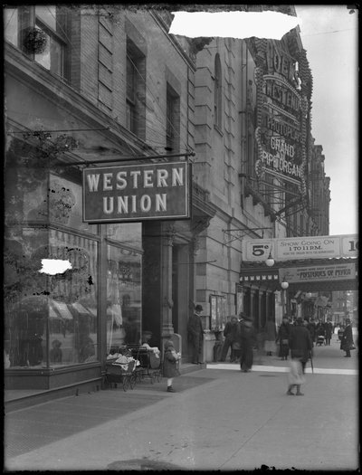 Značka kanceláře Western Union na W. 125th Street a St. Nicholas Avenue, New York City, 28. dubna 1916 od William Davis Hassler