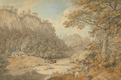 Scéna v Derbyshire; Průmyslové práce přes řeku od William Day