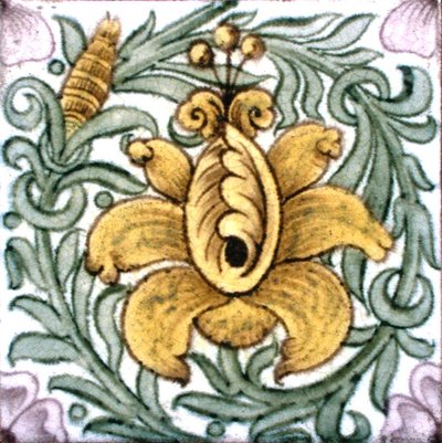 Dlaždice s květinovým vzorem (keramika) od William de Morgan