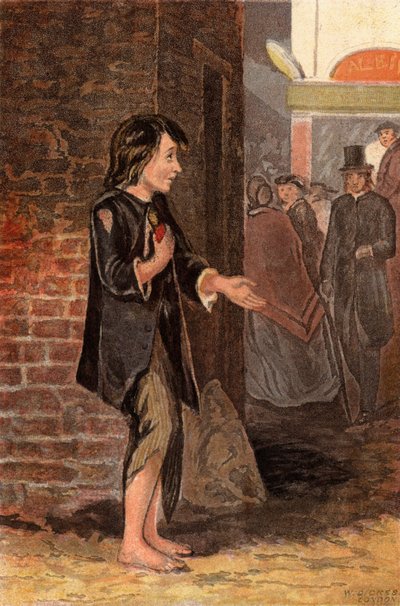 Dítě žebrající o peníze na nákup chleba (chromolitho) od William Dickes