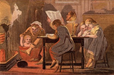Sobotní večer: rodinné čtení a večerní zábava (chromolitho) od William Dickes