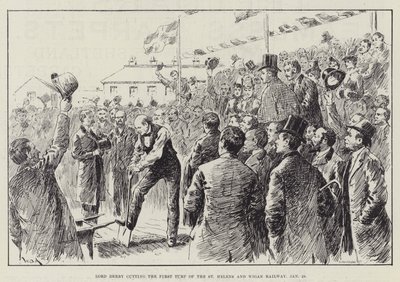 Lord Derby seká první trávník na železnici St Helens a Wigan, 28. ledna od William Douglas Almond