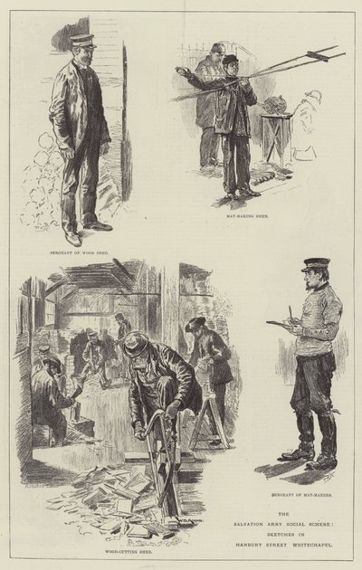 Sociální schéma Armády spásy, Sketches in Hanbury Street, Whitechapel od William Douglas Almond