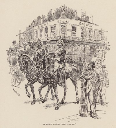 "Koňská stráž přešlapuje" (rytina) od William Douglas Almond