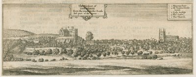 Tamworth - Panorama: rytina a [17. století] od William Dugdale