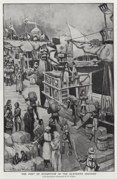 Přístav Byzantium v jedenáctém století (litho) od William Edward (after) Wigfull