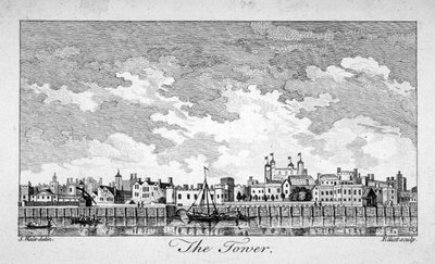 Jižní pohled na Tower of London s loděmi na řece Temži, 1761 od William Elliot