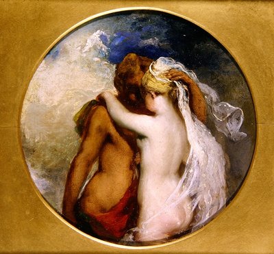 Nymfa a satyr (olej na desce) (viz také 352441) od William Etty