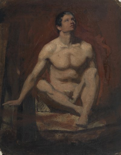 Sedící mužský akt, pohled zepředu od William Etty
