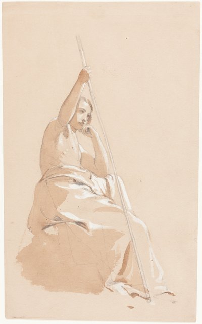 Sedící mladík s holí od William Etty