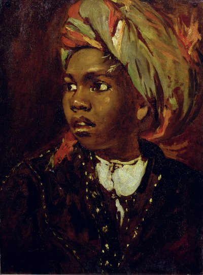 Studie černošského chlapce (olej na žíhané lepence) od William Etty