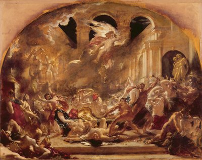 The Destroying Angel and Daemons of Evil Přerušující orgie zlomyslných a nestřídmých (olej na plátně) od William Etty