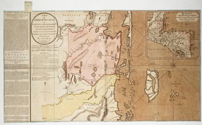 Mapa části Yucatánu nebo té části východního pobřeží v Honduraském zálivu, která byla přidělena Velké Británii k těžbě dřeva na základě úmluvy podepsané se Španělskem dne 14. července 1786. Mužem ze zálivu. od William Faden