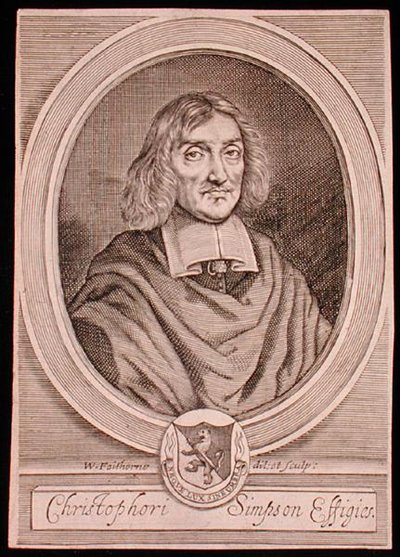 Portrét Christophera Simpsona (asi 1605-69) (rytina) od William Faithorne