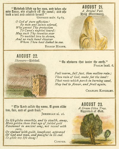 Stránka z knihy The Bible Emblem Anniversary Book (barevná litografie) od William Foster