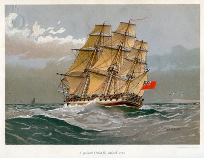 Dělová fregata Royal Navy 38, c1770 c1890-c1893 od William Frederick Mitchell